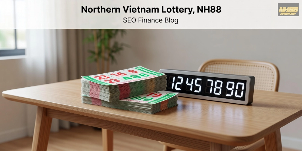 Hình minh họa khái niệm xổ số miền bắc nh88 với vé số và bảng kết quả
