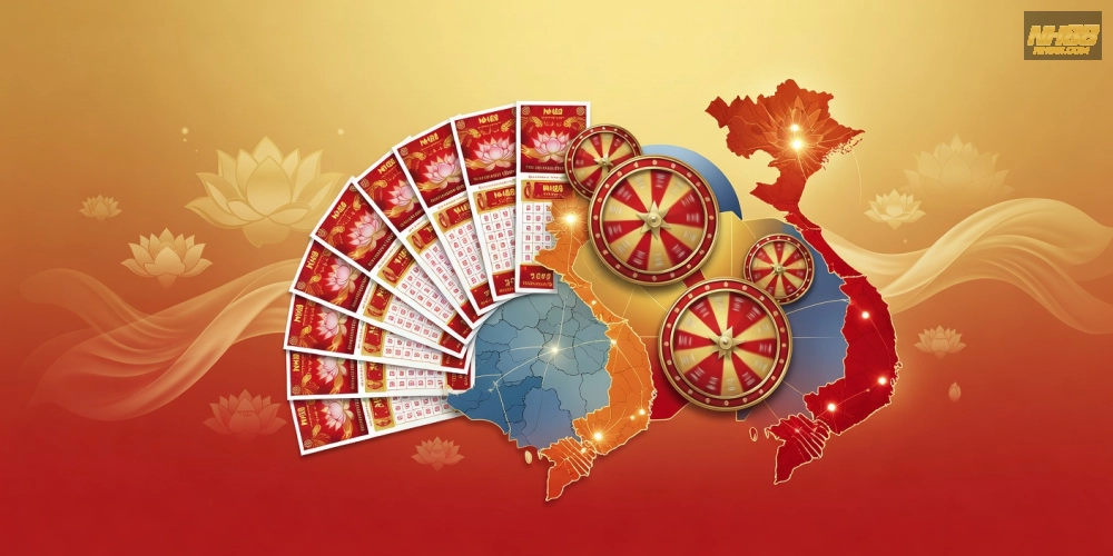 Minh họa khái niệm xổ số miền trung trên nền tảng NH88 với các yếu tố truyền thống và hiện đại