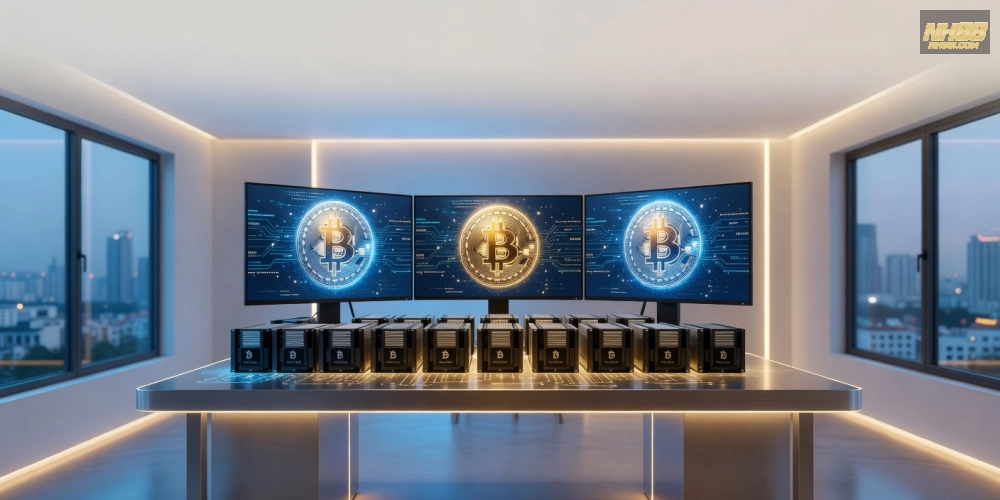 Hình minh họa khái niệm hướng dẫn đào Bitcoin trên nền tảng NH88 chuyên nghiệp